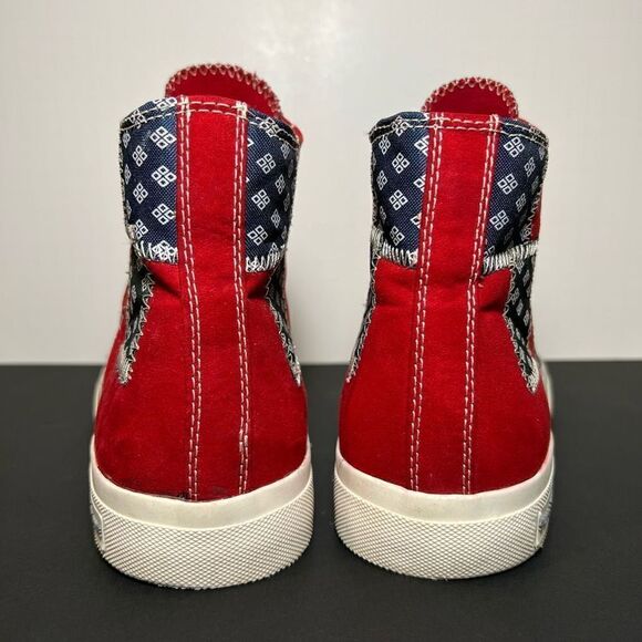 Mens SUN + STONE Mesa Red Patchwork High Top Sneakers / Size 10 Medium - Picture 4 of 9